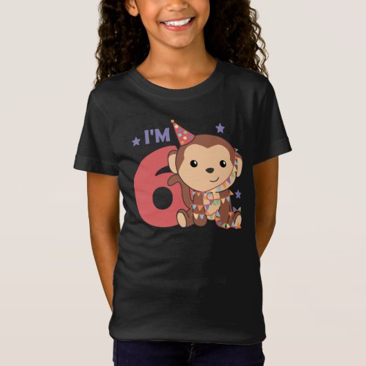 モンキー第6誕生日キッズ6歳Tシャツ Tシャツ (正面)