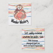 モンキー糸編み物クロシェのホームズパン包装 スクエア名刺 (正面/裏面)