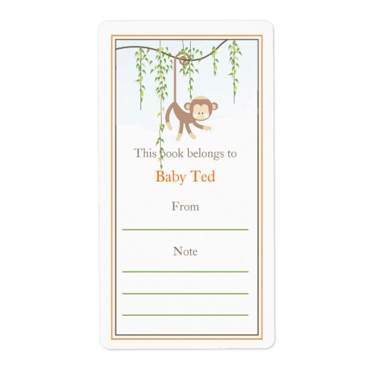 モンキー蔵書票 ラベル (正面)