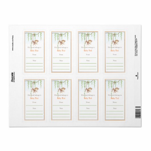 モンキー蔵書票 ラベル (フルシート)