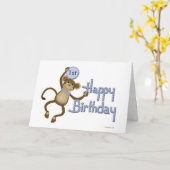 モンキー誕生日エイジテンプレートカード カード (黄色い花)