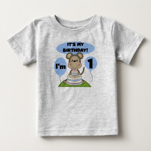 モンキー誕生日ボーイ1st ベビーTシャツ (正面)