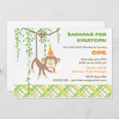 モンキー誕生日招待状 招待状 (正面/裏面)