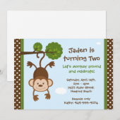 モンキー誕生日招待状 招待状 (正面/裏面)