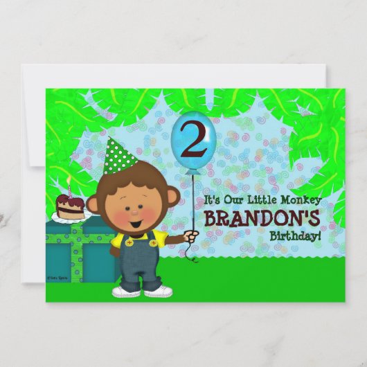 モンキー誕生日 招待状 (正面)