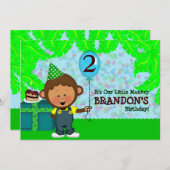 モンキー誕生日 招待状 (正面/裏面)