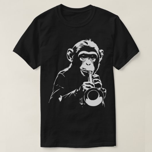モンキー遊がトランペットに乗る Tシャツ (デザイン正面)