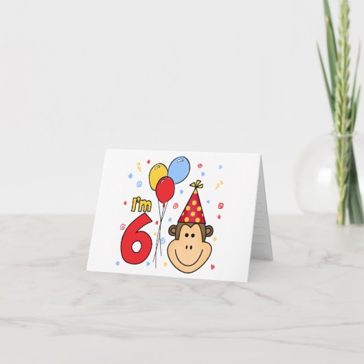 モンキー顔第6誕生日招待状 招待状 (正面)