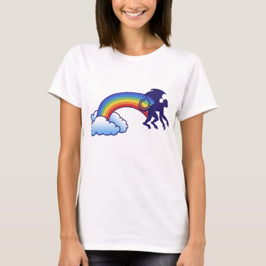 モンキー飛んでいるレインボー Tシャツ (正面)