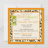 モンキー&おしゃぶりサファリアニマルプリントベビーシャワー 招待状 (裏面)