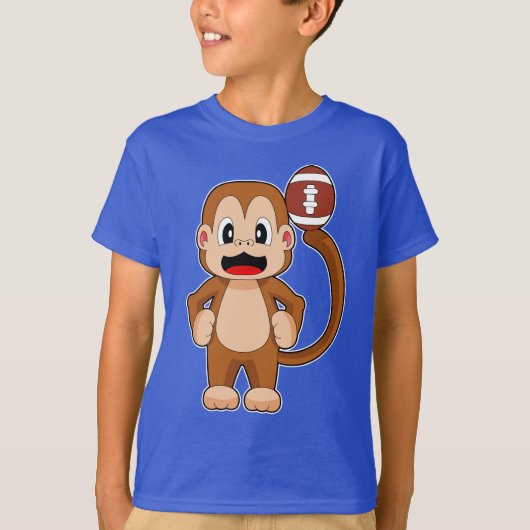 モンキー アメリカンフットボール スポーツ Tシャツ (正面)