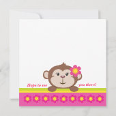 モンキー·ガール(ピンク)誕生日パーティーの招待 招待状 (裏面)