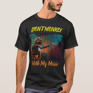 モンキー・ギター・ライブ・ミュージック・ブラック Tシャツ