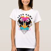 モンキー・ゲーミング・ピンク Tシャツ (正面)
