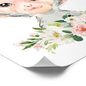 モンキー・サファリ・ジャングル・ピンクの花・女の子の寝室 ポスター (角)