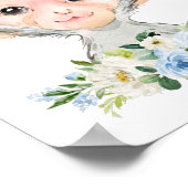 モンキー・サファリ・ジャングル・青い花・男の子の寝室 ポスター (角)