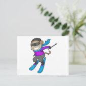 モンキー スキーヤー スキー ポストカード (スタンド正面)