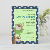 モンキー タイム 5x7 ヤシの木 ジャングル 誕生日 招待状 (スタンド正面)