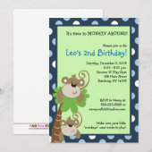 モンキー タイム 5x7 ヤシの木 ジャングル 誕生日 招待状 (正面/裏面)