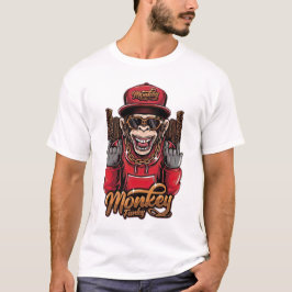 モンキー・ファンキーTシャツ - クール ヒップホップ モンキー グラフィック Tシャツ