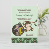 モンキー プレイ *写真* 誕生日招待状 5x7 招待状 (スタンド正面)