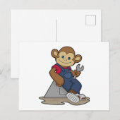 モンキー・メカニックのレンチ ポストカード (正面/裏面)