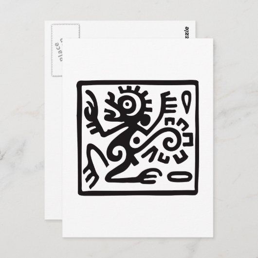 モンキー、メキシコの象形文字(Maya) ポストカード (正面/裏面)