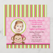 モンキー モッド バースデー パーティー 招待状 (正面/裏面)