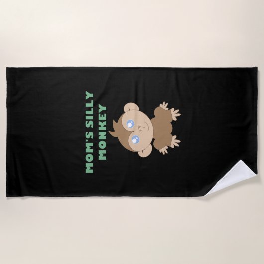 モンキー – 間抜けビーチタオル ビーチタオル (正面)
