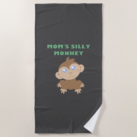 モンキー – 間抜けビーチタオル ビーチタオル (正面)