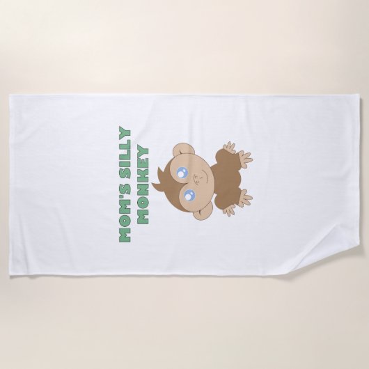 モンキー – 間抜けビーチタオル ビーチタオル (正面)
