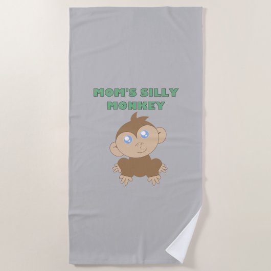 モンキー – 間抜けビーチタオル ビーチタオル (正面)