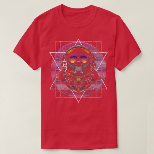 モンキーVAPORWAVE美学Synthwave 80s Art Astr Tシャツ (デザイン正面)
