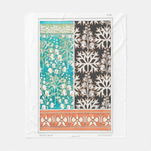 モンクショッド・ヴォルフスベン植物アールヌーボー・ヴェルヌイユ フリースブランケット (正面)