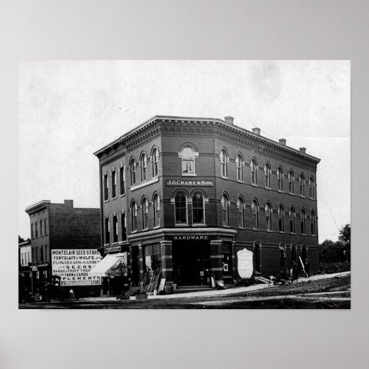 モンクレア、ニュージャージー、クレーン建物、ヴィンテージ ポスター (正面)