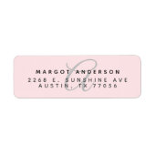 モンゴラムシックスタイリッシュスクリプトピンク差出人住所 ラベル (正面)