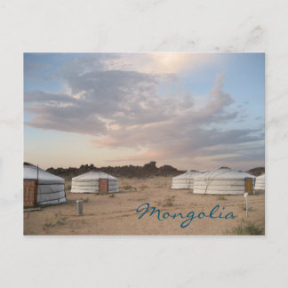 モンゴルのガーキャンプでの夕日 ポストカード