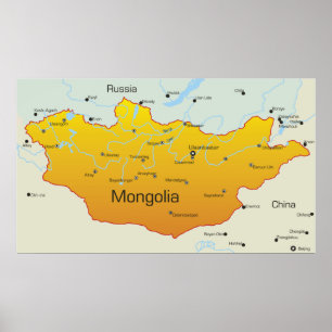 モンゴルの地図 ポスター