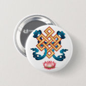 モンゴルの宗教は、飾りたての無数の結び目を象徴する 缶バッジ (正面&裏面)