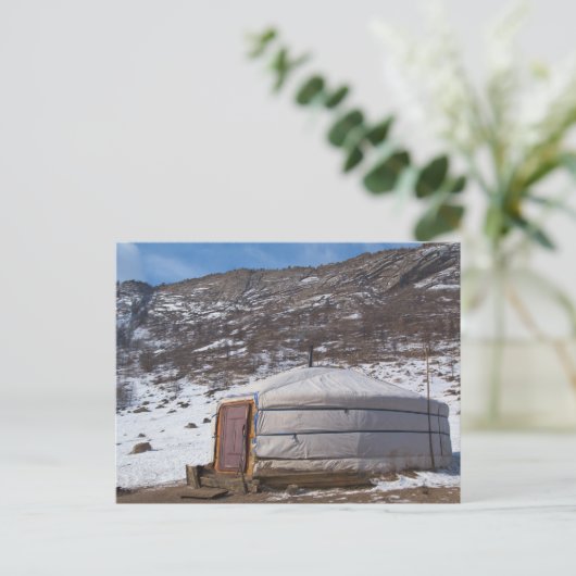 モンゴルの田舎の写真 ポストカード (スタンド正面)
