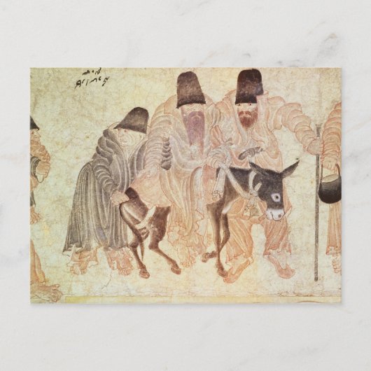 モンゴルノマドとロバ、15世紀 ポストカード (正面)