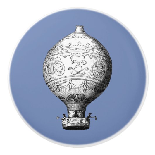 モンゴルファイヤヴィンテージ熱気球オンブルー セラミックノブ (正面)