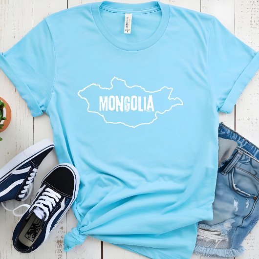 モンゴル国の地図モンゴ縁どリン輪郭 Tシャツ