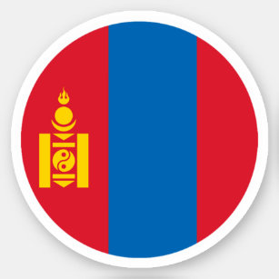 モンゴル国旗の丸いシール シール