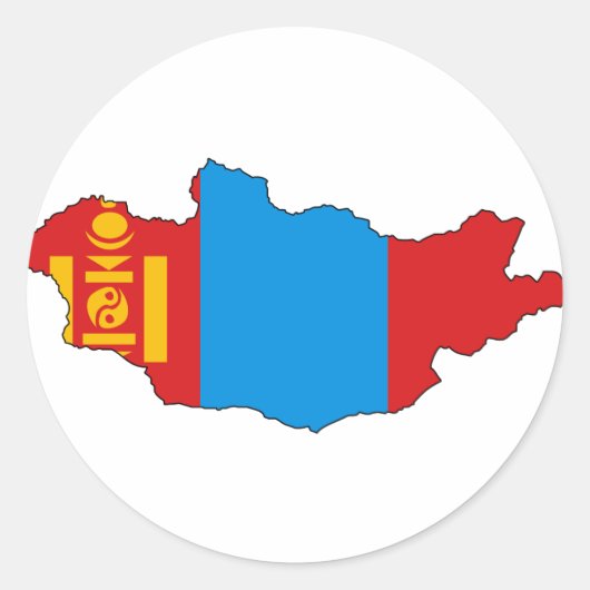 モンゴル国旗の地図 ラウンドシール (正面)
