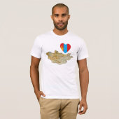 モンゴル国旗ハートと地図Tシャツ Tシャツ (正面フル)