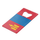 モンゴル国旗 クレジットカード栓抜き (正面アングル)