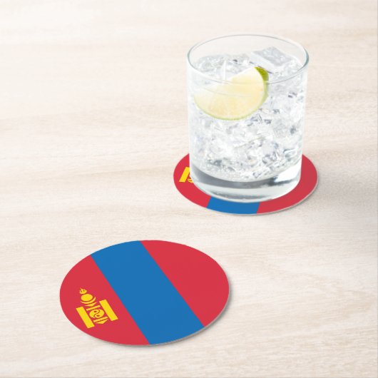 モンゴル国旗 ラウンドペーパーコースター (インサイチュ)