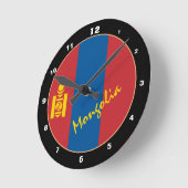 モンゴル国旗、愛国的なモンゴリアホーム/デザイン ラウンド壁時計 (傾斜)