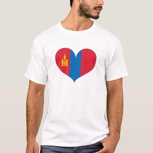 モンゴル国 - I Love Mongolia フラッグ Tシャツ (正面)